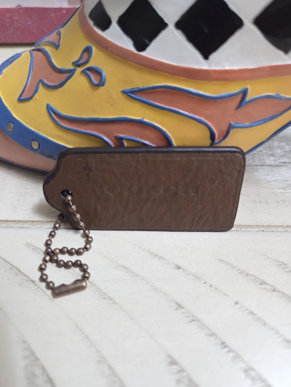 COACH Brown Leather HangTag, EUC